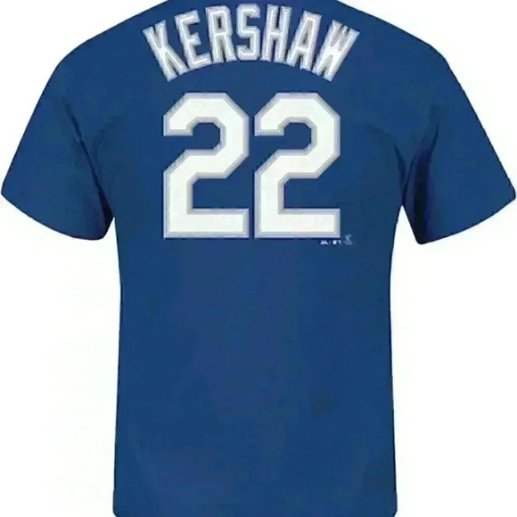 Clayton Kershaw Los Angeles Dodgers Blue Name and Number Jersey T-ShirtBRAND NEW - Picture 2 of 6